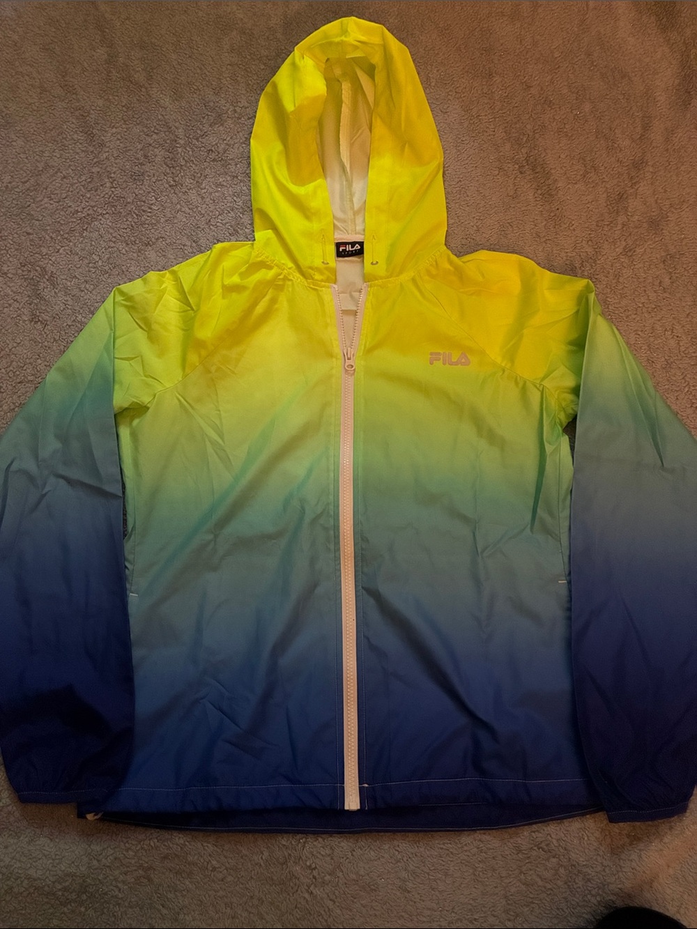 Fila Small Gradient Hooded Rain Jacket - Yellow & Blue